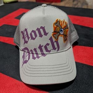 Von Dutch Hat Cap Snap Back Gray Purple Trucker Mesh Patch Embroidered Mens